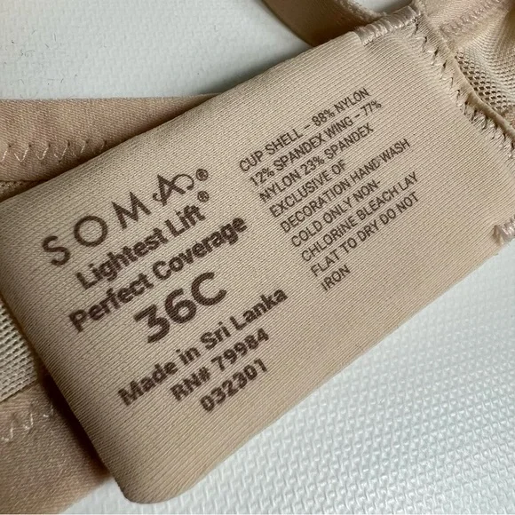 Soma Lightest Lift Modern Coverage Bra size 36C NWT - Picture 4 of 4